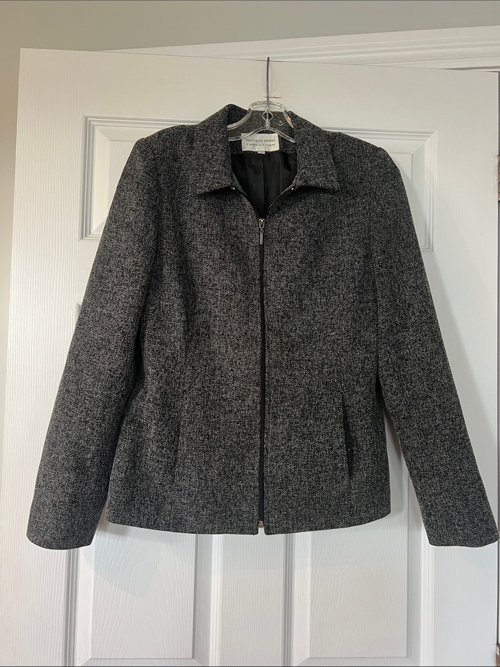 Classic Charcoal Zip-Front Blazer Jacket
